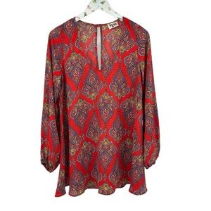 Show Me Your Mumu Size Medium Donna Michelle Red Paisley Tunic Top